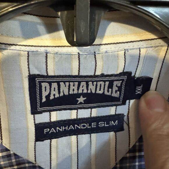 Panhandle Slim Men's Blue Plaid Long Sleeve Button Down Shirt XXL Western Cowboy - Picture 4 of 9